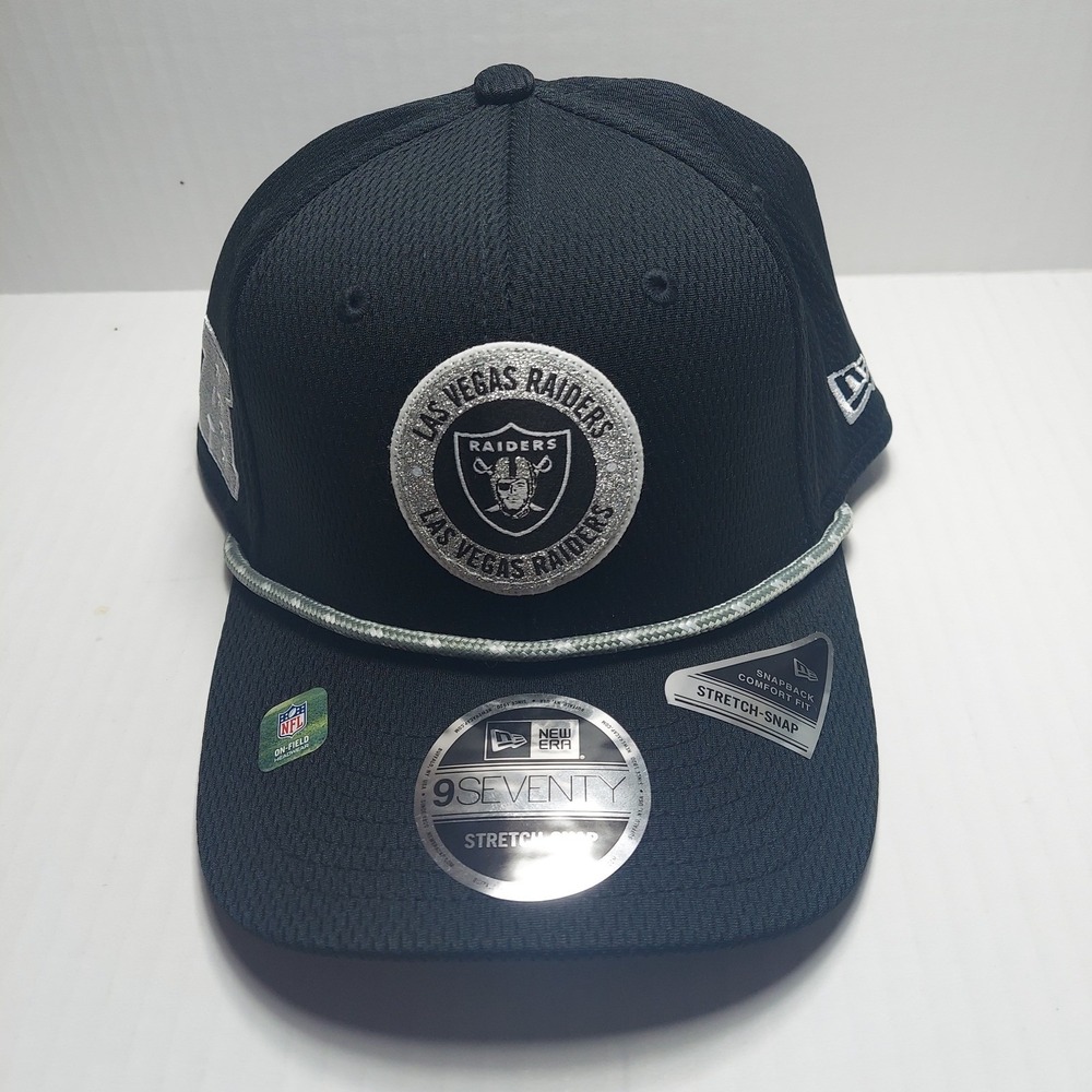 New Era Hat Mens OSFM Black New Las Vegas Raiders 9SEVENTY Sideline Snapback